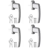 AUTOUTLET Fenstergriffe abschliessbar, 4 Stück Fenstergriff abschließbar Aluminium in Stiftlänge 35mm, Fenstersicherung Balkontürgriff kindersicherung mit Schlüsseln und Schrauben für Fenster (grau)