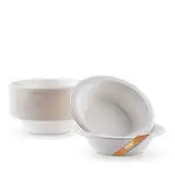 FOOGO Green Einwegschalen aus Zuckerrohr-Bagasse, Mittel 340 ml, Ø 15 cm, 50 Stück für Suppe, Salat & Desserts, biologisch abbaubar, wie Bambus, Holz & stabile Papierschale für heiße Speisen