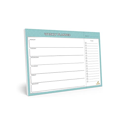 Luxliv ® Weekly Planner & To-Do List Notepad - 52 Blätter zum Abreißen - Produktivitäts-Organizer für Studenten, College, Schule, Arbeit, Haus & Büro - Perfekt für Organisation