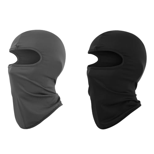2 Stücke Sturmhaube Kinder,Fahrradmütze unter Helm,Balaclava Kinder,Sturmmaske Schwarz,Sturmhaube Schwarz,Cool Fahrradmütze unter Helm,Dünn Balaclava UV Sturmmask für Jungen Mädchen Schwarz und Grau