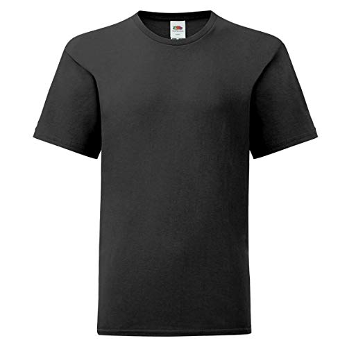 Fruit of the Loom Kids Iconic T-Shirt Größe 104-164 (1er/5er Pack), Farbe:schwarz, Größe:140