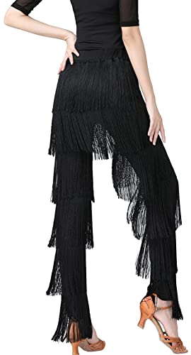 AIEOE Damen Latein Tanzhosen mit Quaste Elastisch Hot Sexy für Professionelle Praxis Größe M Schwarz