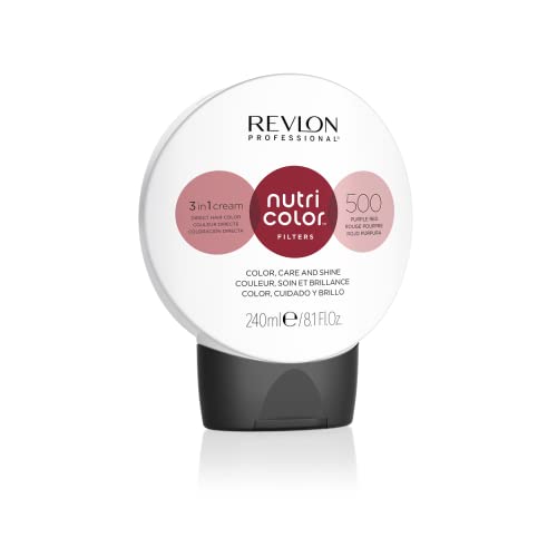 REVLON PROFESSIONAL Nutri Color FILTERS - FASHION FILTERS 500 Purpurrot, 240 ml, pflegende Farbmaske mit INSTA-PIC-TECHNOLOGY(tm), Tönungsmaske für aufregende Farbergebnisse & intensive Haarnuancen