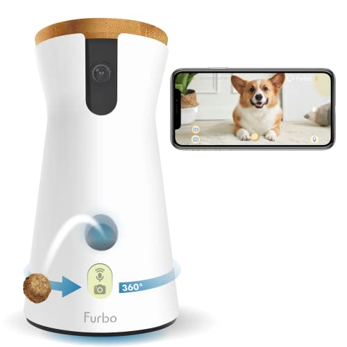 Furbo 360° Hundekamera [BASIC Kamera]: Haustierkamera mit App, Rotierende 360° Sicht, Farbnachtsicht, Tracking, Leckerliwurf, Bell-Alarm, der Favorit von Haustierbesitzern auf der ganzen Welt