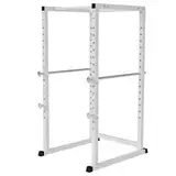 GORILLA SPORTS® Power Rack - 103 x 120 x 212 cm, mit Klimmzugstange und Hantelablage, 15-Fach verstellbar, rutschfeste Gummi-Endkappen, Stahl, Weiß - Power Cage, Kraftstation, Fitnessstation