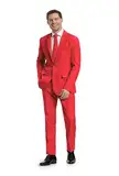 Offstream Plain Colored Suits for Men – Costumes Include Jacket Pants and Tie, M, Plain Red