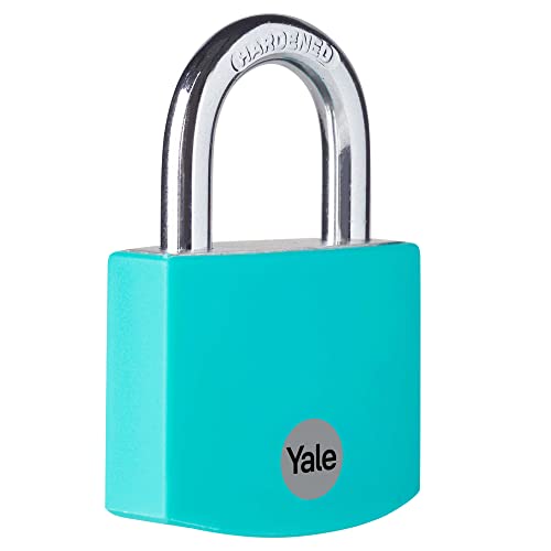 Yale - YE3B/32/116/1/TE Standardsicherheit 32 mm Aluminium Vorhängeschloss - türkis - offener Stahlbügel - 3 Schlüssel