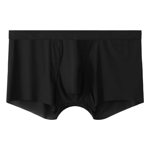 WKAYsIV Boxershorts Witzig Herren Flache Eckunterwäsche, dünne, atmungsaktive Viereck-Hose ohne Überschrift Herren Boxershorts Lustige (Black, XL)