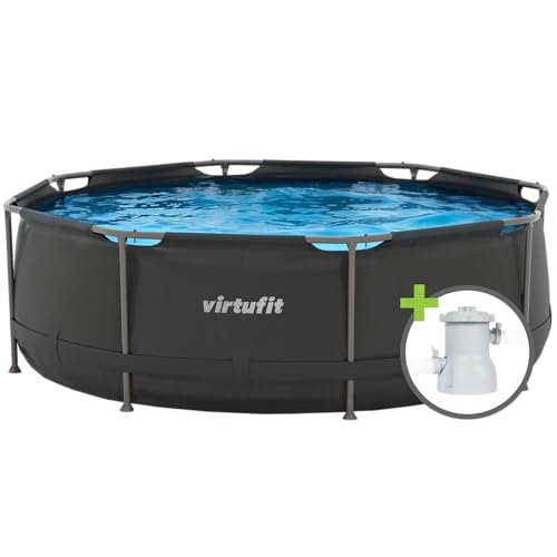 VirtuFit Rundes Schwimmbecken - 244 cm - Einfach aufzubauen - Inklusive Filterpumpe und Kartusche - Schnelle Installation