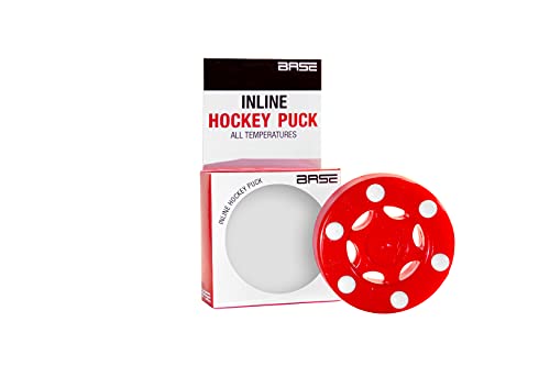 Base Puck Pro I 6-Button Konstruktion I Ideal für Glatte Beläge I Für alle Temperaturen I Inline-und Street Hockey I Rot, 8 cm