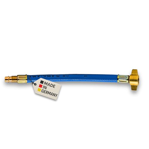 LKW Füllschlauch 200 mm mit Euro-Stecker (NW 7,2) – GRUBENSTAHL® Druckluft Adapter für Prüfanschluss – 18 bar – Messinganschlüsse – Reifenfüller & Werkstatt Zubehör