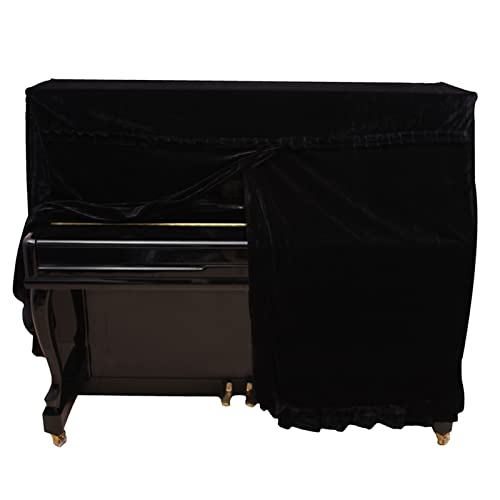 Klavierabdeckung Schwarz, Verdicken Klavier Abdeckung Piano Staubschutz Klavier Abdeckung Schutzhülle mit Gefalteter Saum Klavierzubehör Dekoration 158 x 45 x 112cm (Schwarz)