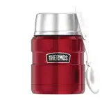 Thermos STAINLESS KING FOOD JAR 0,47l, cranberry red, Thermosbehälter aus Edelstahl mit Löffel, 6h heiß / 24h kalt, absolut dicht für Suppe, Müsli, Thermobehälter Essen, spülmaschinenfest