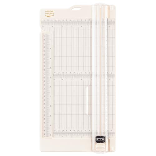 Vaessen Creative | Papierschneider und Falzbrett 2in1 | Schneidemaschine Papier | Schneidet bis zu A3 Papiergröße | Guillotine, Scrapbook, Hebelschneider | 30,5 x 15 cm | Weiß