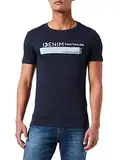 TOM TAILOR Denim Herren 1030693 T-Shirt Mit Logo-Print Aus Bio-Baumwolle, 10668 - Sky Captain Blue, L EU