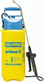 GLORIA Drucksprüher prima 5 | Gartenspritze/Sprühgerät für den Pflanzenschutz | 5 L Füllinhalt | Verstellbare Messingdüse, Gelb, Schwarz, Blau