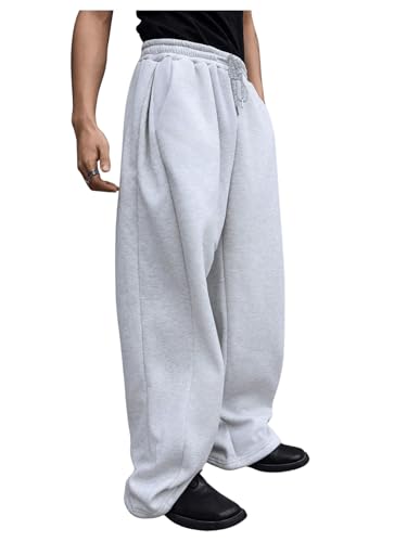Baggy Sweatpants für Herren – athletisch, weites Bein, lockere Passform, Kordelzug, elastische Taille, offene Unterseite, lässige Jogginghose mit Taschen, Trainingshose für Sport und Alltag, Misty
