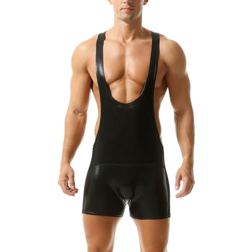 QiaTi Herren Athletic Supporters Sport Unterwäsche Bodysuit Jumpsuit Wrestling Singlet