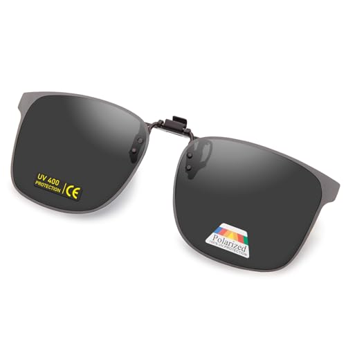 Epavouos Polarisierte Clip-On Sonnenbrille UV400 Anti-Glare Gläser Laser Edge Design Unisex (Schwarz, 47mm*62mm)