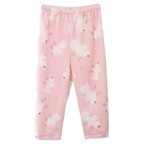 Flannel Schlafhose Mädchen lang Rosa - Weich Bequem Schlafanzughose für Mädchen Süß Fleece Pyjama Hose Kinder Elastische Taille Kuschelig Pyjamahose Plüschhose Baggy Hosen Jogginghosen 1-12 Jahre