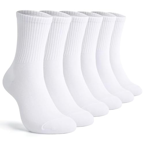 TUUHAW Socken Herren 43-46 Baumwolle 6 Paar Sportsocken Herren 43-46 Weiß Tennissocken Wandersocken Damen-Socken Herrensocken Anti Schweiß Socken