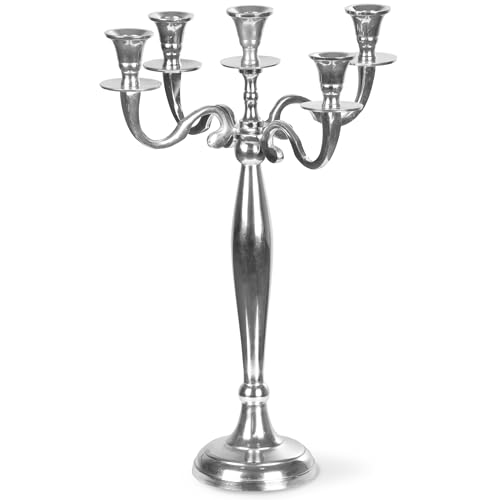 Gräfenstayn® Kerzenleuchter ALU 1, 3 oder 5-armig - 40/60/80cm - Silber, Schwarz, Weiß, Gold (Silber, 40cm)