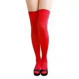 Oblique-Unique® Halterlose Overknees Strumpfhose in Rot