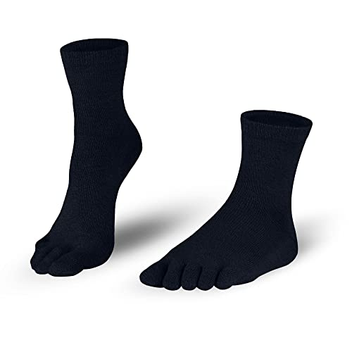 Knitido Essentials Midi, halb hohe Zehensocken aus 85% Baumwolle, für jeden Tag, für Damen und Herren, Größe:43-46, Farbe:Black (101)