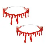 2 Stück Rot Blutige Kette Horror, Blutige Halskette, Blut Halskette, Blutstropfen Halskette, Halloween Halskette, Halloween Dekoration Horror Requisiten, Halsband Halloween Accessoire Kostüm Schmuck