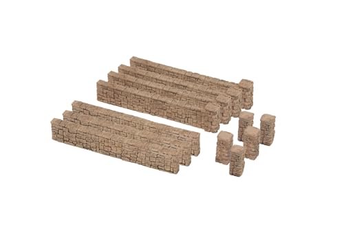 NOCH Gartenmauer aus Kunststoff, detaillierte Modellbau Mauer, 12 Teile für Spur H0