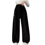 XINYUNZU Mädchen Baggy Hose Cordhose Jogginghose Einfarbig Elastische Taille Freizeithose Sporthose Girl Pants Warm Winterhose Kinder Outdoor Hosen für 8-14 Jahre Alt Angebote Schwarz 11 Jahre