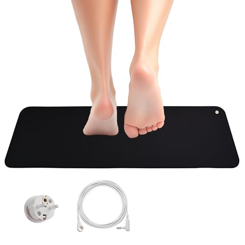 Erdungsmatte für Die Füße, Grounding Mat, 30 x 100 cm Mauspad mit EU Stecker und Kabel (EU Plug) für besseren Schlaf, weniger Angstzustände, Schmerzen, Entzündungen, Kopfschmerzen