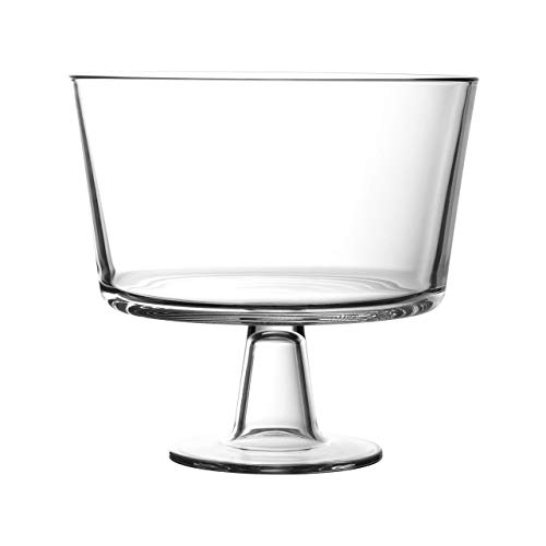 Royalty Art Europäische Trifle-Schüssel mit Sockel, runder Dessertständer zum Auslegen von Kuchen, Gebäck oder Backwaren, modernes Design mit kristallklarem Glas, X Quart Made in Italy