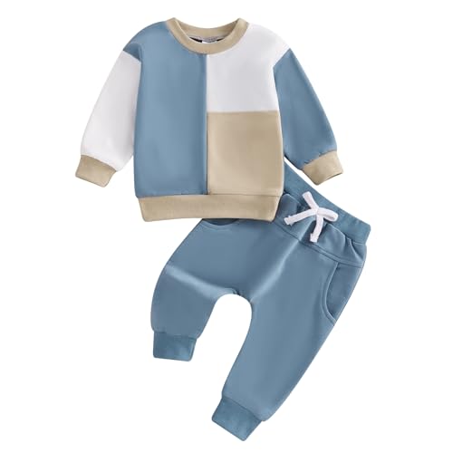 Himllauen Baby Jungen Kleidung Sweatshirt + Hose Zweiteiler Babykleidung Set 0-3 Jahre Kleinkind Outfit Baby Jogginganzug (Blau, 6-12 Months)