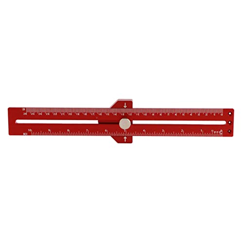 T - Typ Scribing Lineal | Red Aluminiumlegierung Holzbearbeitungstool mit klarer Skala | 0-26 cm Messbereich für Tischler- / DIY -Projekte | 30 cm schwerer Pflichtherrscher