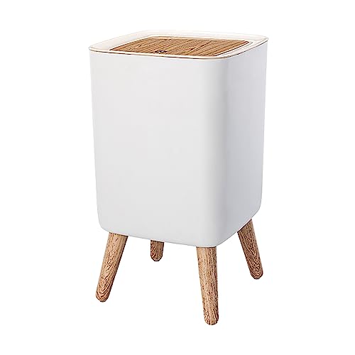 Mülleimer, 7 Liter Mülleimer mit Druckdeckel, nordischer moderner Abfallkorb, Kunststoff-Mülleimer, geeignet für Küche, Bad, Schlafzimmer, Wohnzimmer, Büro, Outdoor, hundesicher Mülleimer (rechteckig)