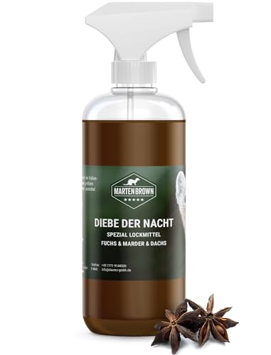 Martenbrown® Diebe der Nacht Lockmittel Spray für Marder, Fuchs, Dachs, Waschbären Duftstoff Lockstoff für Fallen Marderlockmittel für Lebendfallen Marderfalle 500ml