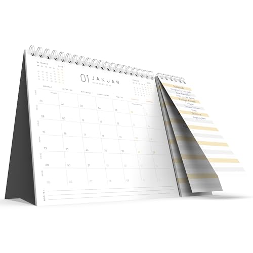 UNITURE® - Tischkalender 2024 Monatskalender [klimaneutral] - Kalender 2024 Tischkalender Planer mit Monatsansicht, Feiertagen und abreißbarer Liste