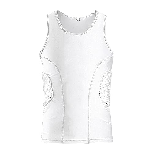 ciseroye Gepolstertes Fußballshirt für Herren, mit Polstern und Rippenschutz, Herzschutz, Brustbeinschutz, gepolstertes Kompressionsshirt, Fußball-Rippenschutz für Baseball, Basketball, Paintball,