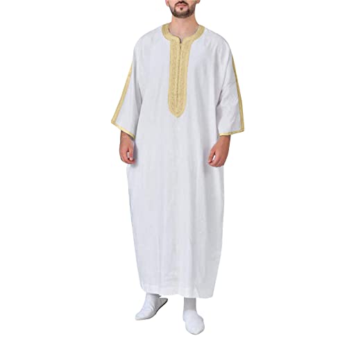 Nachthemd Männer Baumwolle Ethnische Kleidung Arabische Outfit Ihram Tunika Araber Saudi Abend Abaya Pyjama Seite Split Kleider Sünnet Kiyafetleri Robe Einfarbig Gebetskleid