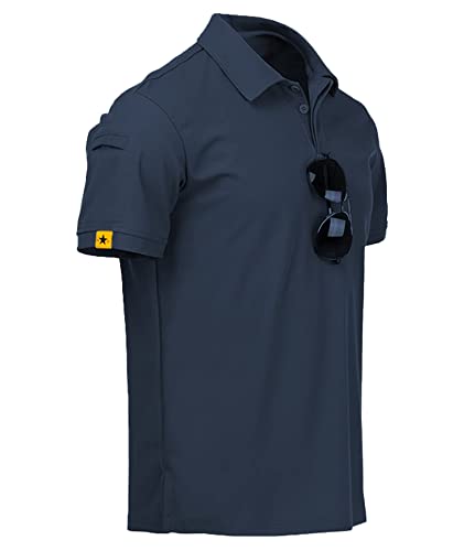 geeksport Poloshirt Herren Kurzarm Freizeit Sport Polo Golf Tshirts Männer Polohemd (Dunkel Blau XL)