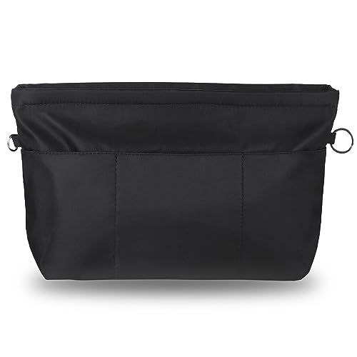 Handtaschen Organizer, Etercycle Taschenorganizer Nylon mit Schlüsselbund, Innentaschen Wasserdicht für Handtaschen Organizer (Schwarz, Groß)