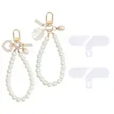 RDNKVB 2pcs Perlen Handykette Handyanhänger Handyperlen Lanyard Handyband, Armband Anhänger mit Abstandshalter kompatibel mit jeder Handyhülle