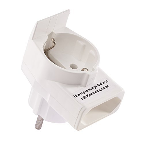 Combi-Duplex-Stecker mit Überspannungsschutz, 1 Euro- und 1 Schutzkontaktstecker, für eWickler und weitere elektrische Verbraucher