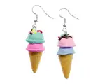 Miniblings Eis Waffeleis Eiscreme Ohrringe - Handmade Modeschmuck I Waffeleis Kugeleis Glace 2 Kugeln - Ohrhänger Ohrschmuck versilbert