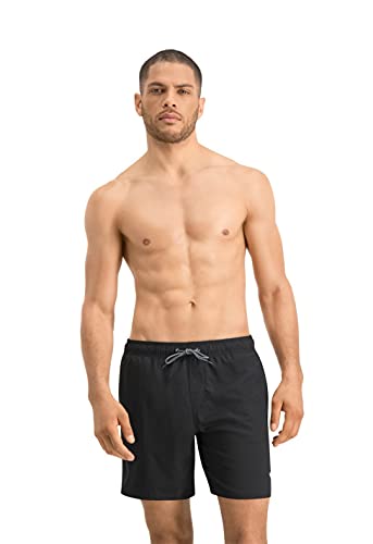 PUMA Herren Mittellange Badehose Â€“ Sichtbarer Kordelzug Badebekleidung, Schwarz, XL EU