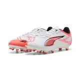 PUMA Unisex Ultra 5 Play FG/AG Fussballschuh, White Black-Glowing RED, 42.5 EU