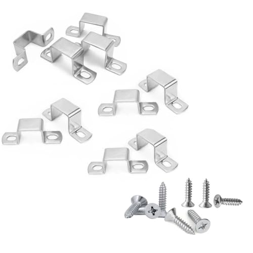 35 x 35 mm 304 Edelstahl-Vierkantrohr-Schnallenhalterung, U-förmige Rohrschellen für Sanitärsysteme, Leitungen, Klempner, Wasserleitung/Tür, geschlossene Stangenhalterung,10 Stück
