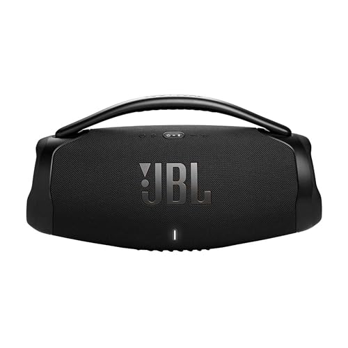 JBL Boombox 3 Wifi – Kabelloser Lautsprecher mit Bluetooth und Wifi – Kompatibel mit der JBL One App – 24 Stunden Wiedergabezeit – Wasser- und staubdicht – Integrierte Powerbank – Schwarz