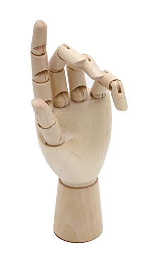 Paintersisters® Gliederhand, 18 cm Links, Holzhand beweglich, Modellhand Mannequin Handmodell Zeichenpuppe